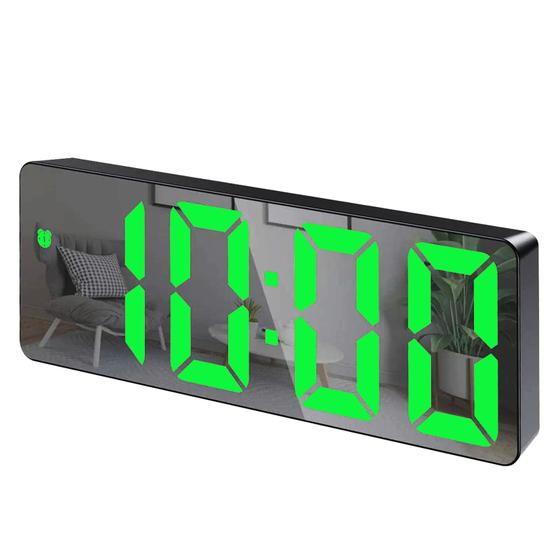 Imagem de Relógio Digital UsB Espelhado LED de Mesa Com Despertador  Cores Branco  Verde  Vermelho
