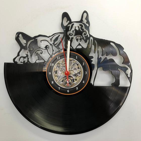 Imagem de Relógio Disco de Vinil, Buldogue Frances, Cachorro, Pet, Dog