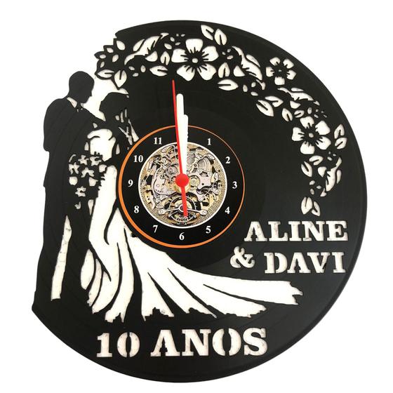 Imagem de Relógio Disco de Vinil Casamento Personalizado Presente Noivos