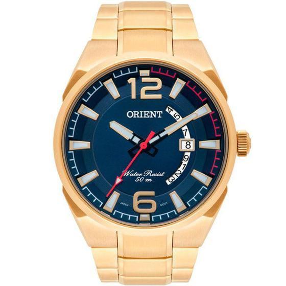 Imagem de Relógio Dourado Masculino Orient Mostrador Azul MGSS1159 D2KX