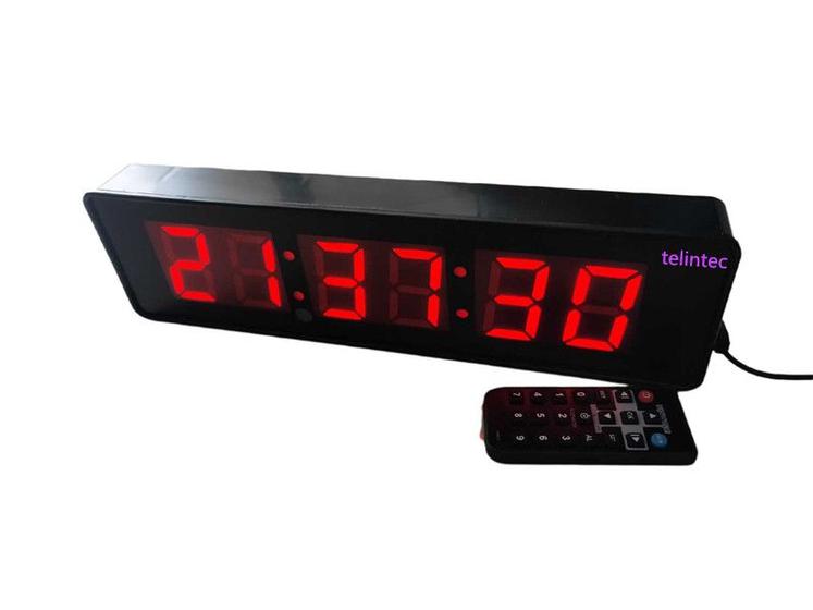 Imagem de Relógio e Cronômetro digital controle parede mesa vermelho