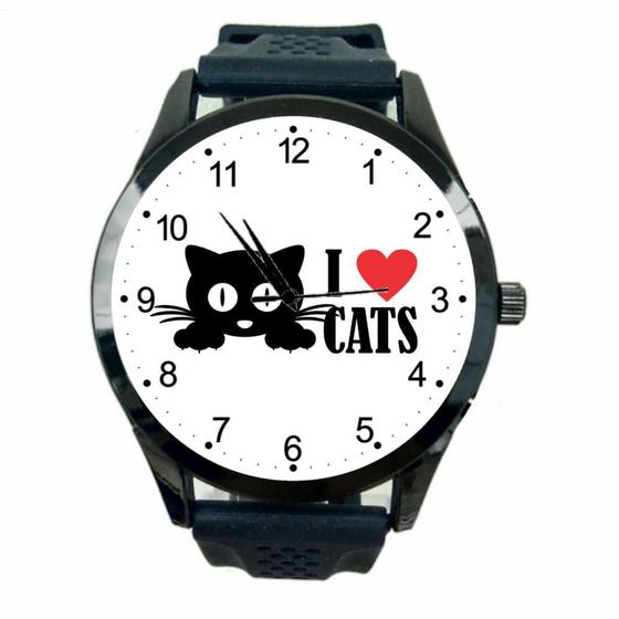 Imagem de Relógio Eu Amo Gatos De Pulso Unissex I Love Cats T10