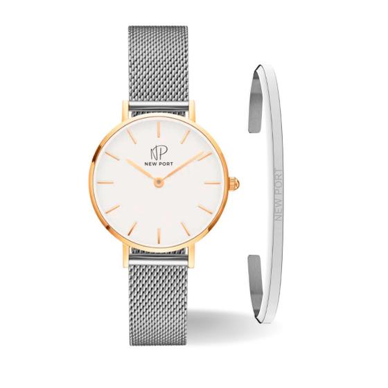 Imagem de Relógio Feminino Analógico Casual Delicado 32mm + Bracelete Prata