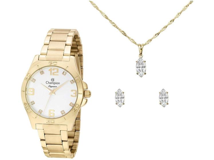 Imagem de Relógio Feminino Champion Analógico - CN28446W Dourado Com Pulseira e Brinco