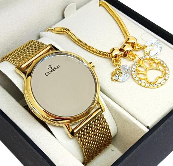 Imagem de Relógio Feminino Champion Dourado Digital Espelhado A Prova Dágua Original NF 