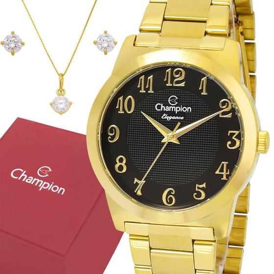 Imagem de Relógio Feminino Champion Dourado Ouro Luxo 1 Ano Garantia