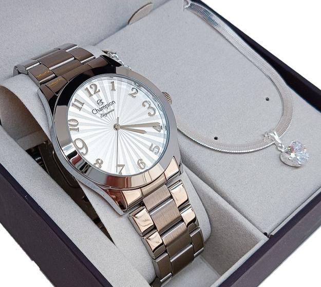 Relógio Feminino Champion Prata Original a Prova D'água + Pulseira cn25627q Menor preço em Relógio Feminino Champion Prata Original a Prova D'água + Pulseira cn25627q