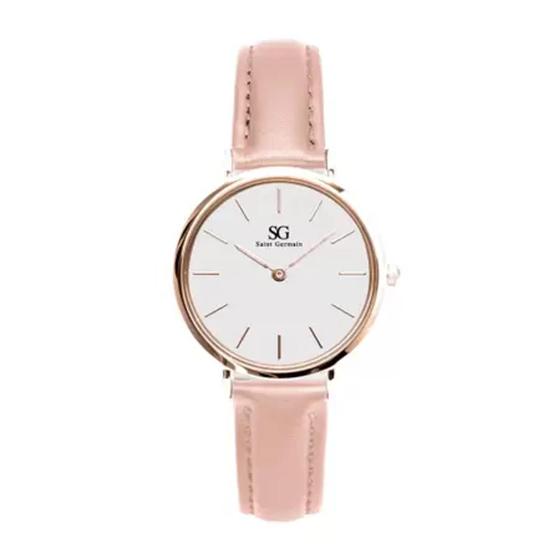 Imagem de Relógio Feminino Couro Rosa Saint Germain Roosevelt Rose Gold  Branco 32mm