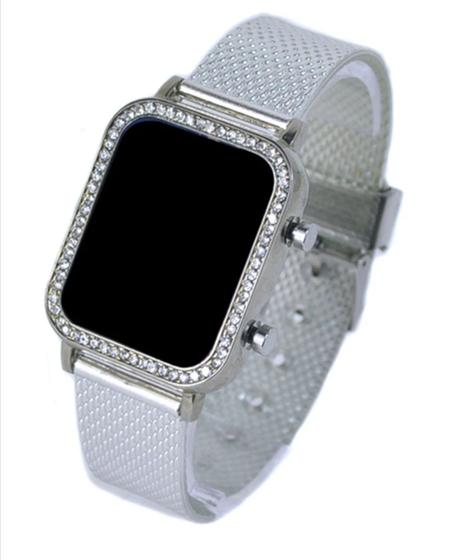 Imagem de Relógio Feminino Digital Led Strass Zircônias Quadrado Silicone Ajustável Casual / Relógios de Pulso Luxo Blogueira