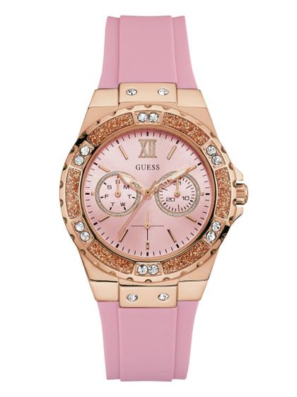Imagem de Relógio Feminino GUESS U1053L3 - Aço Inoxidável com Pulseira de Silicone Rosa