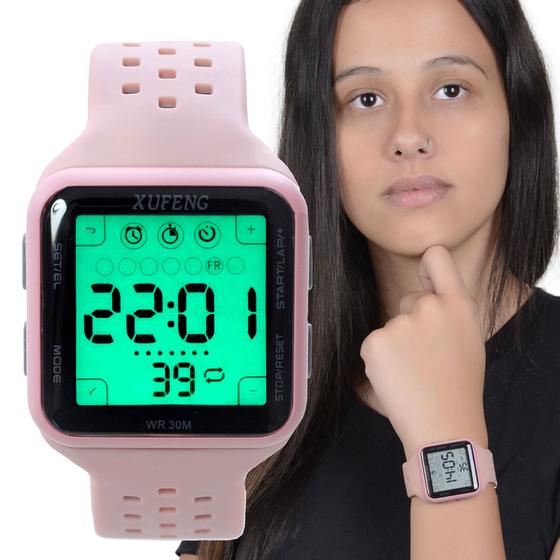 Relógio Feminino Masculino Adulto Infantil de Pulso Digital Com Luz Led Xufeng 1 UN Menor preço em Relógio Feminino Masculino Adulto Infantil de Pulso Digital Com Luz Led Xufeng 1 UN