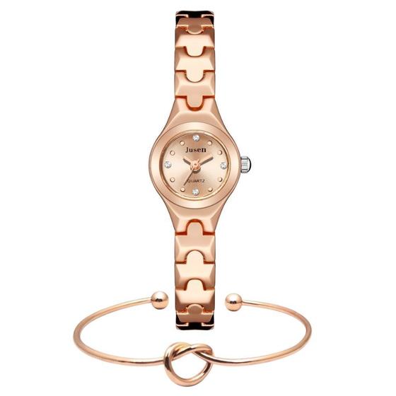 Imagem de Relógio Feminino Mini Dourado Rosé Luxo Pequeno + Pulseira