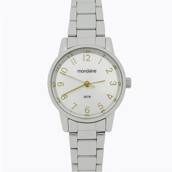 Relógio Feminino Mondaine Prata Aço Inoxidável Mostrador Prateado Original Resistente à Água 32723LOMVNE2 Imagem de Relógio Feminino Mondaine Prata Aço Inoxidável Mostrador Prateado Original Resistente à Água 32723LOMVNE2
