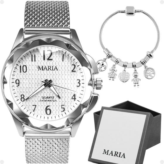 Imagem de Relogio Feminino Prata Aco Inox silicone casual presente qualidade premium moda original social edição limitada strass