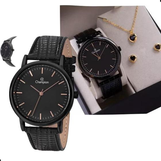 Relógio Feminino Preto Champion Pulseira de Couro CH22260J Menor preço em Relógio Feminino Preto Champion Pulseira de Couro CH22260J