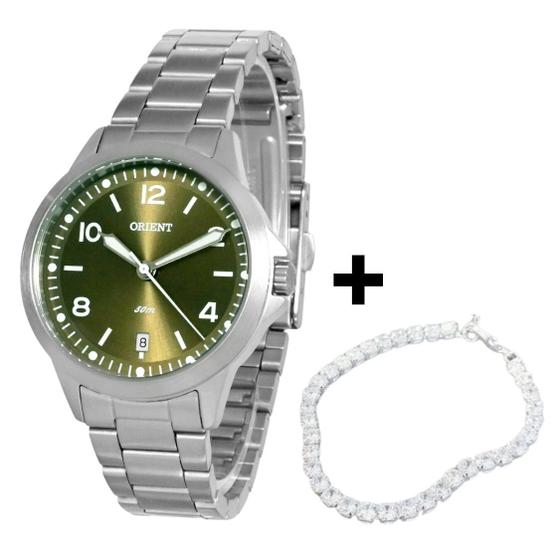 Imagem de Relogio Feminino Prova D'agua Aço Orient  + Pulseira