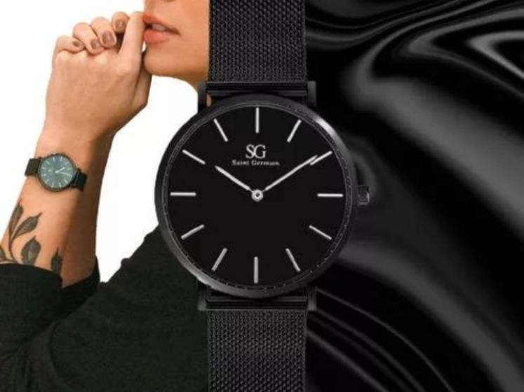 Imagem de Relógio Feminino Pulseira Preta Saint Germain Houston Full Black 32mm