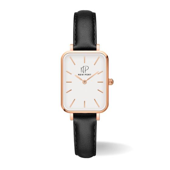 Imagem de Relógio Feminino Quadrado Delicado Pulseira de Couro New Port Rosé