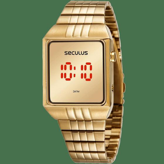 Imagem de Relógio Feminino Quadrado Digital Dourado - Seculus