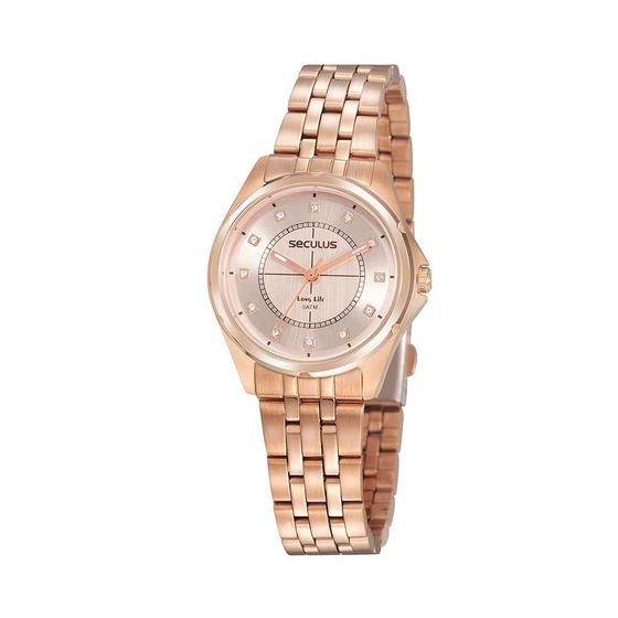 Imagem de Relogio Feminino Seculus pequeno rose a prova dagua inox classico 20896LPSVRA2