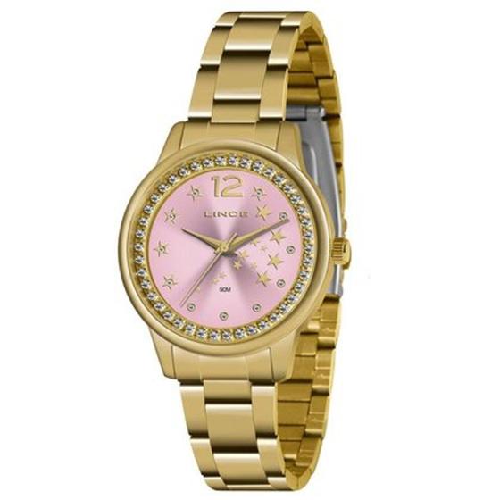 Imagem de Relogio funny feminino analogico lrgj140l dourado fundo rosa