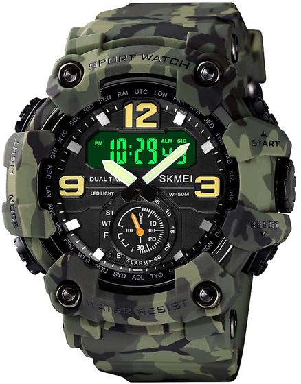 Imagem de Relógio Gosasa S-Shock Camouflage Green à prova d'água para homens