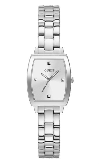 Imagem de Relógio Guess Ladies Dress Tonneau Diamond 24 mm em tom prateado