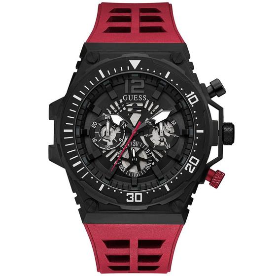 Imagem de Relógio GUESS masculino preto silicone vermelho GW0325G3