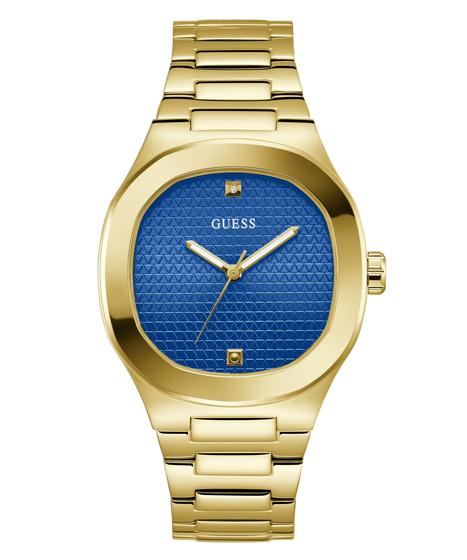 Imagem de Relógio GUESS para homens, 42 mm, pulseira dourada, mostrador azul