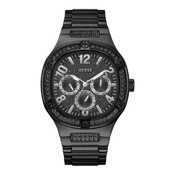 Imagem de Relógio GUESS para homens, caixa de 46 mm, mostrador preto e pulseira