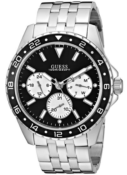 Imagem de Relógio GUESS U1107G1 em aço inoxidável com dia, data e 24h