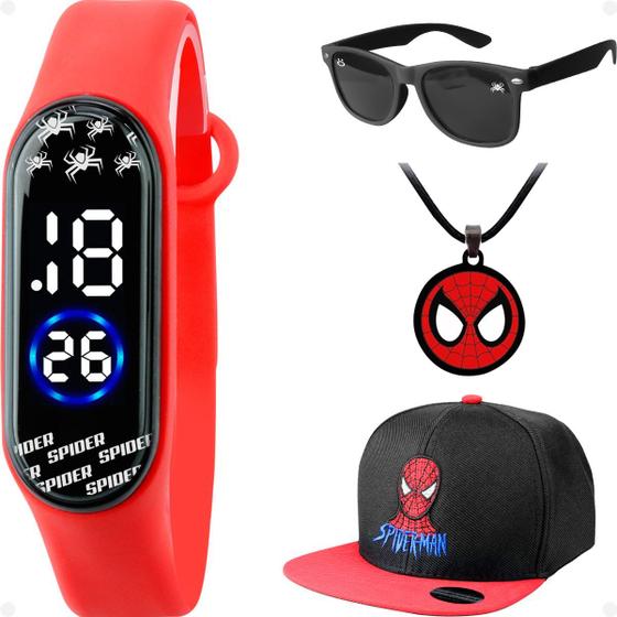Imagem de Relogio Infantil Digital Resistente + Colar + Bone + Oculos protecao uv vermelho data presente combo