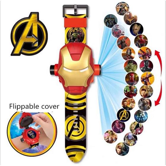 Imagem de Relógio Infantil Esportivo Digital com Tampa H Projetor do Homem de Ferro