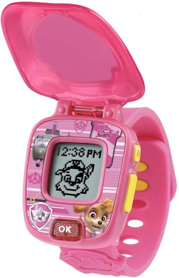 Imagem de Relógio infantil interativo com personagem Skye da Patrulha Canina em rosa