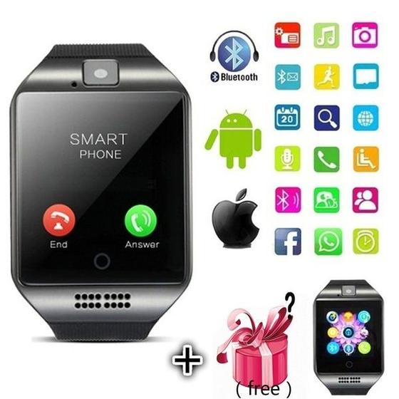 Imagem de Relógio inteligente Bluetooth com câmera SMS MP3 - preto