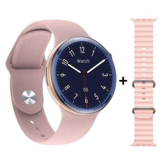 Relógio Inteligente Feminino Masculino Smartwatch W28 PRO Redondo + Pulseira Silicone Ocean Menor preço em Relógio Inteligente Feminino Masculino Smartwatch W28 PRO Redondo + Pulseira Silicone Ocean