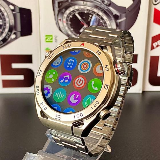 Imagem de Relogio Inteligente Masculino Smart Watch Redondo Android iOS X5 Prata