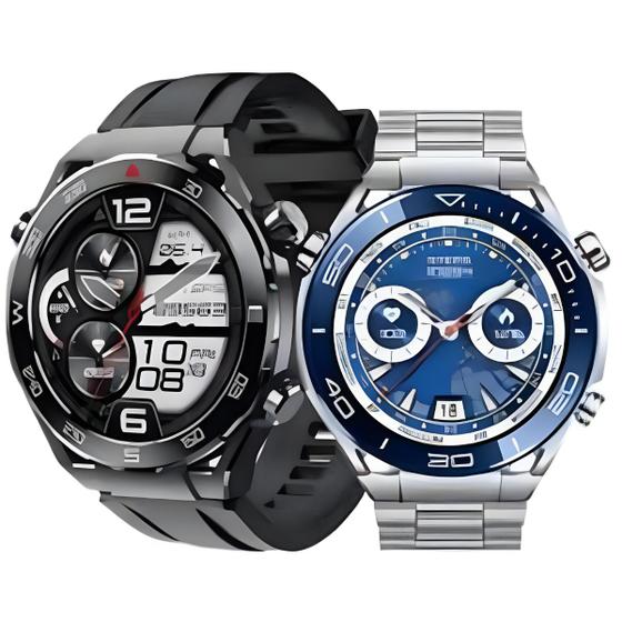 Imagem de Relogio Inteligente Masculino Smart Watch Redondo C/2 Pulseira Extra Android iOS Hw5 Max Original