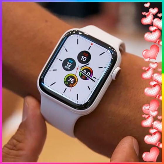 Imagem de Relógio Inteligente Para Datas Especiais Smartwatch Tela Grande Melhor Carregador Branco Masculino e Feminino