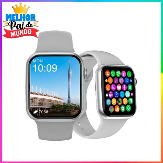 Imagem de Relógio Inteligente Presente Super Pai Smart watch Serie 9 Branco Troca Foto de Fundo