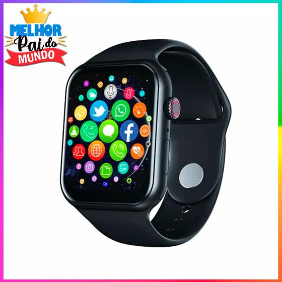 Imagem de Relógio Inteligente Presente Super Pai Smart watch Serie 9 Preto Troca Foto de Fundo