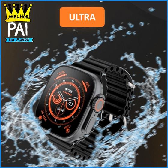 Imagem de Relógio Inteligente Presente Super Pai Smartwatch Digital Ultra 9 Preto Led Esportivo