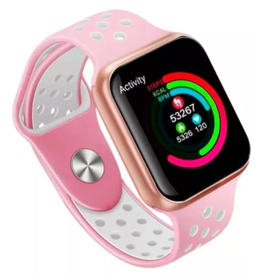 Imagem de Relógio Inteligente SmartWatch F8 Monitor Cardíaco, Sono, Pressão Sangue iOS Android Rosa