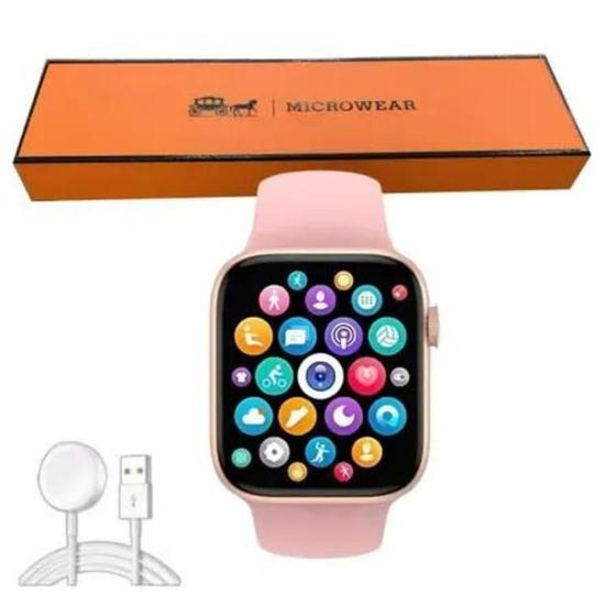 Imagem de Relogio Inteligente Smartwatch Feminino W59 Mini Microwear Série 10 Original 41mm Gps Nfc MicroOS10 Lançamento -  Rosa