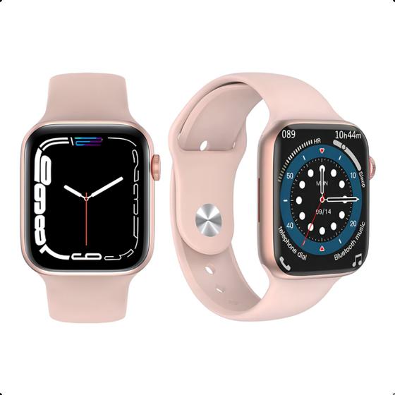 Imagem de Relógio Inteligente Smartwatch NBazik Prime W34+ Rosa Android Ios Pulseira Lisa Silicone