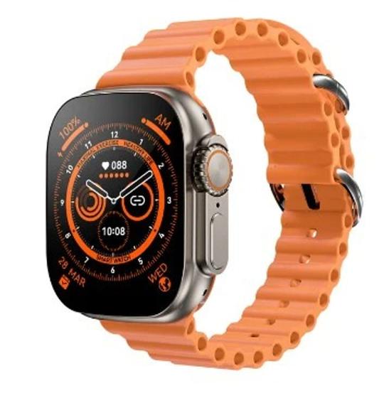 Imagem de Relógio Inteligente Smartwatch Ultra 9 Microwear 49mm - Pulseira Laranja - TOP 2023