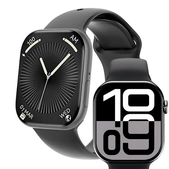 Imagem de Relógio inteligente Smartwatch W10 X Lançamento com 10 pulseiras 46mm Esportivo para Android e iOs Masculino e Feminino