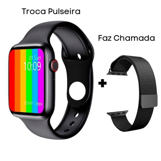 Imagem de Relógio Inteligente Smartwatch W26 Android iOS + Pulseira Metal Extra