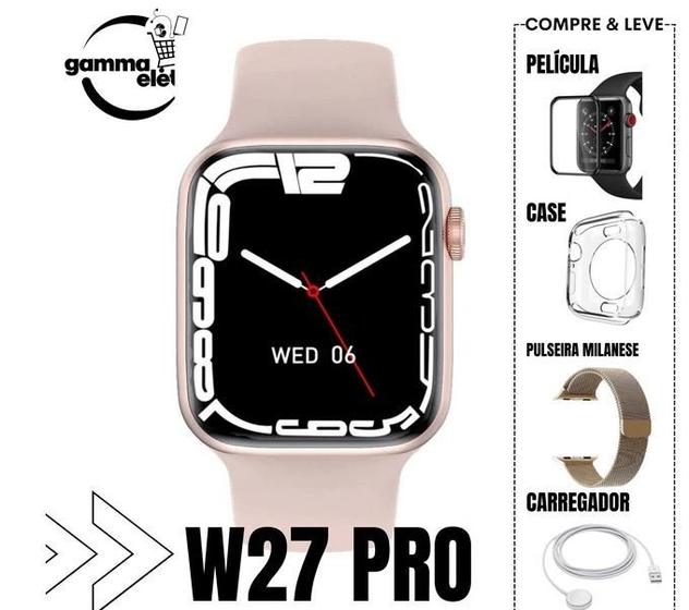 Relógio inteligente Smartwatch W28 Pro Série 8 Watch 8 2023 Rosa Menor preço em Relógio inteligente Smartwatch W28 Pro Série 8 Watch 8 2023 Rosa