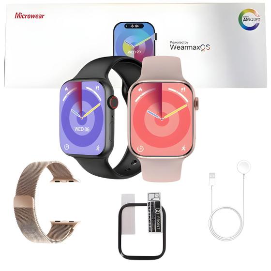 Imagem de Relogio Inteligente Smartwatch W99 Tela Amoled Notificações Redes Sociais Faz Recebe Chamadas Gps